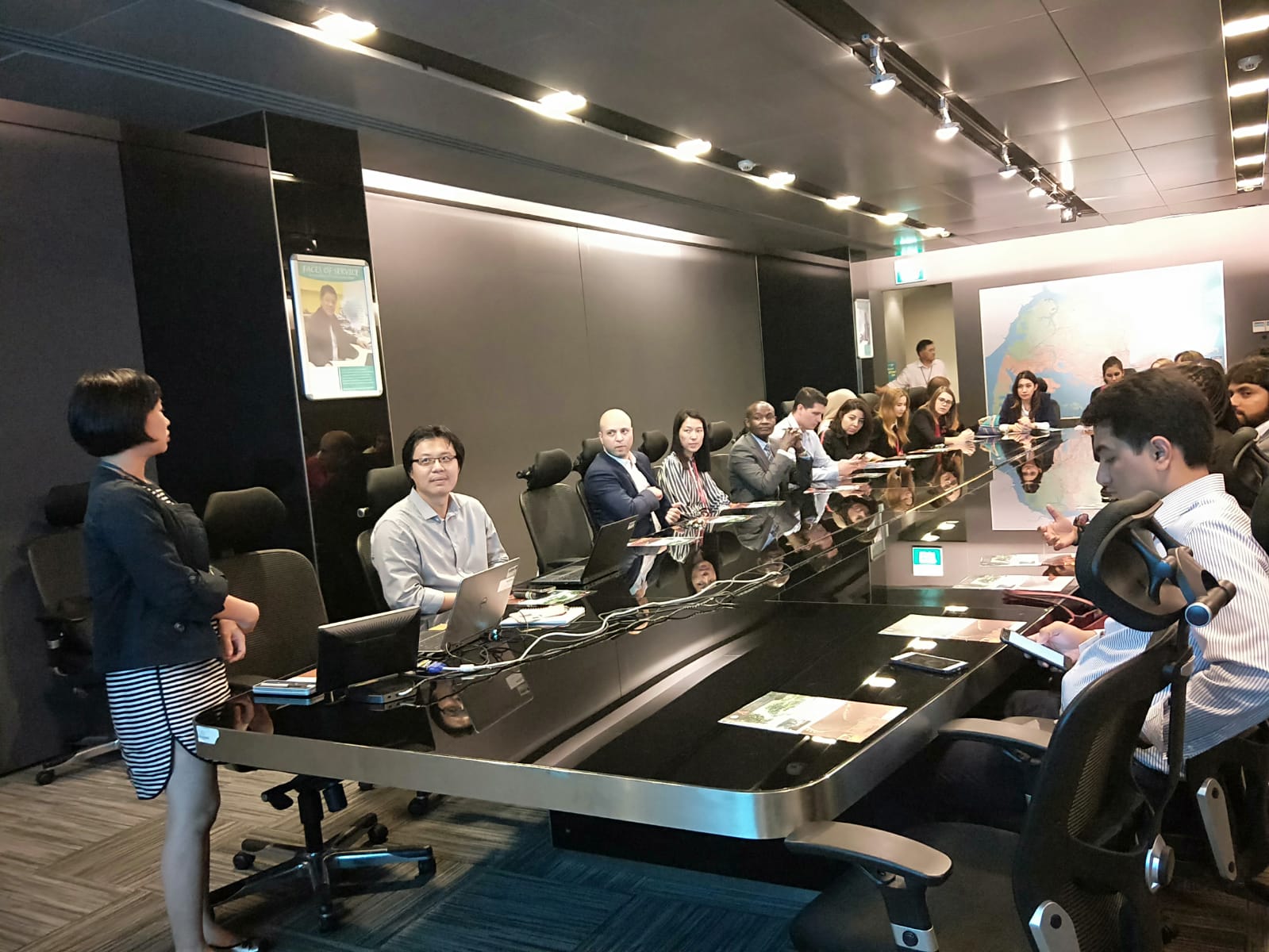 PFD 2018 participants being briefed when visiting the state-of-the-art LTA Intelligent Transport Systems Centre on 8 May 2018  The Centre monitors the real time traffic conditions of Singapore’s trunk roads
